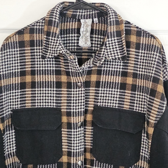 Sadie & Sage Denim Flannel‎ Shirt Shacket Jacket Small Outdoors Street Western - Picture 2 of 7